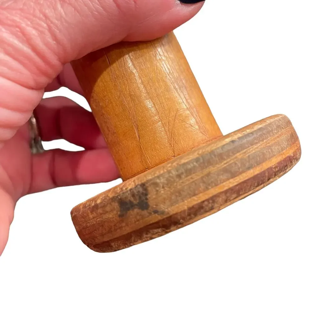 Antique Wood Spool Bobbin Candle Holder Industrial with Lock Vintage Primitive